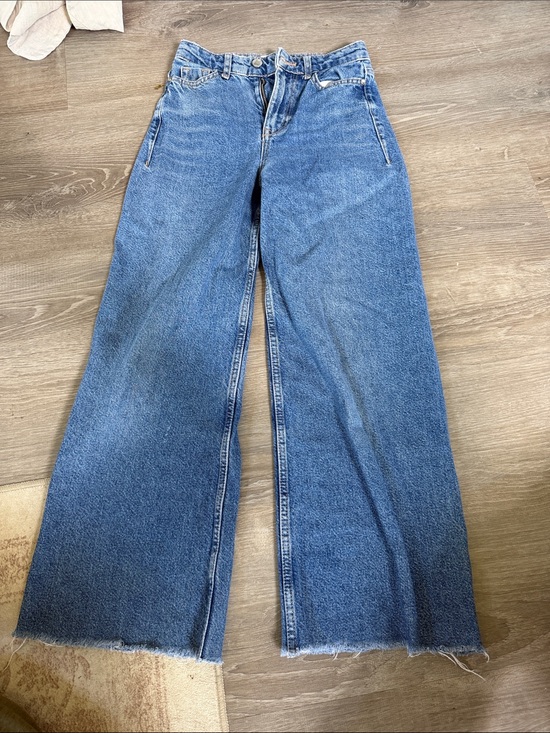 Zara Denim - Zara Wide-Leg High-Rise Jeans in Dark Blue Wash